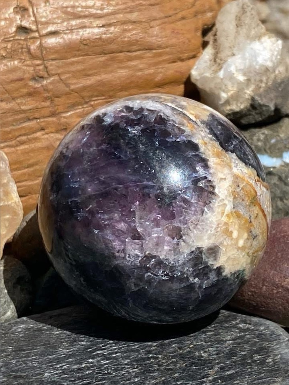 Root Purple Fluorite Sphere